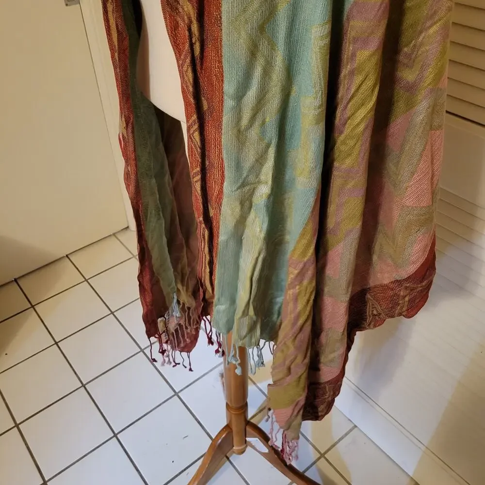 Colorful Zigzag Pattern Reversible Viscose Pashmina Scarf 80x28